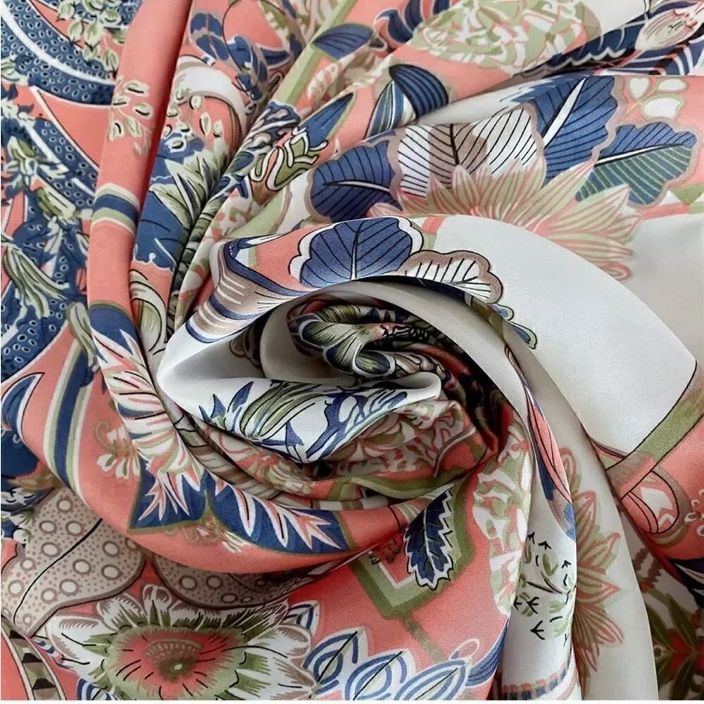 Coral Floral Silky Scarf